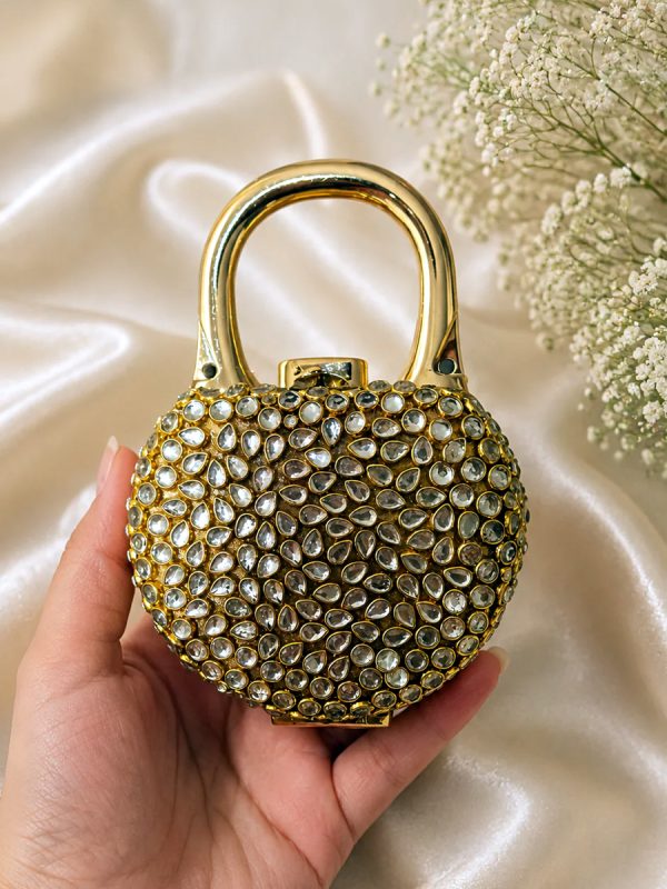 Mini-lock-kundan-clutch Mini lock shape kundan clutch