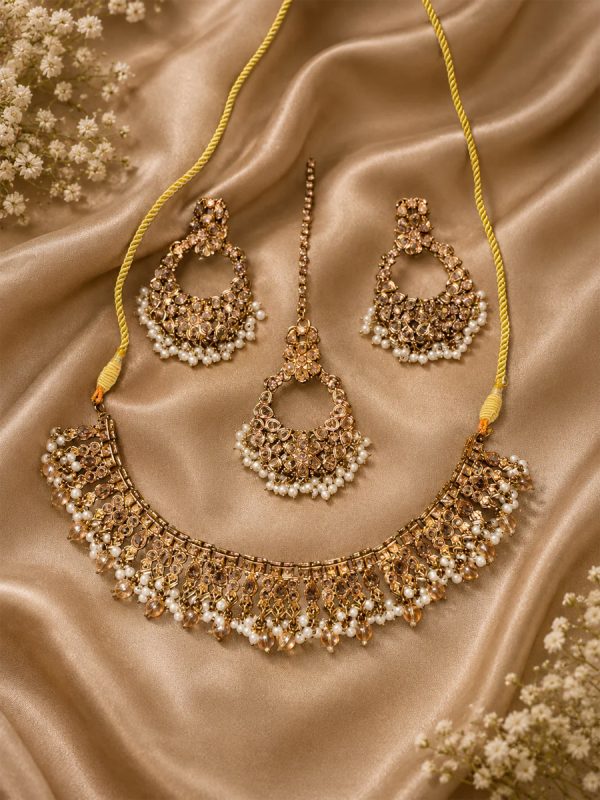 Pearl-Drop-Kundan-Choker-Se Pearl Drop Kundan Choker Set