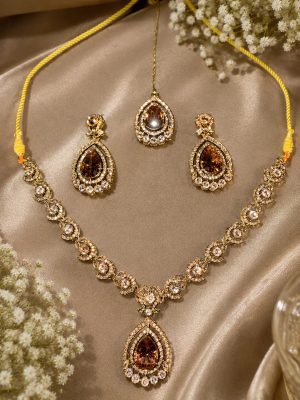 Bronze Crystal Pendant Jewellery Set