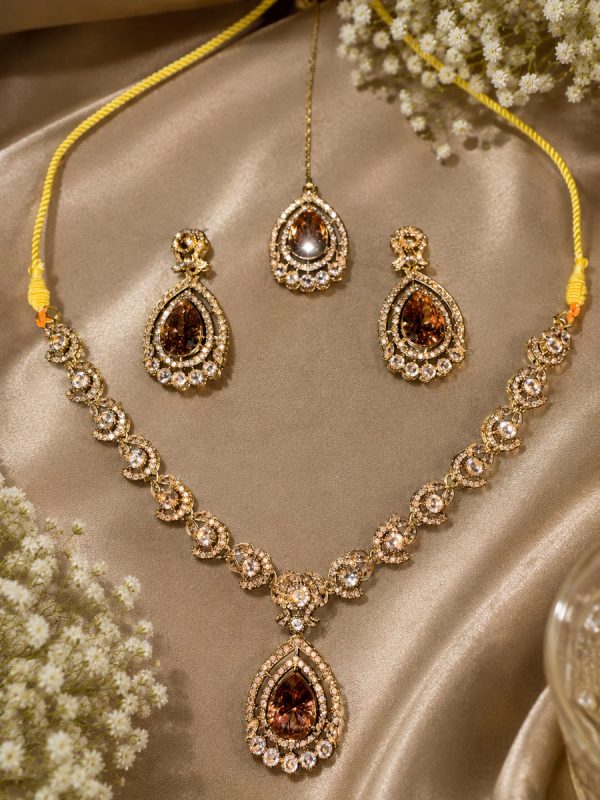 Bronze Crystal Pendant Jewellery Set
